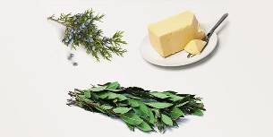 Juniper, bay leaf and butter to make an ointment